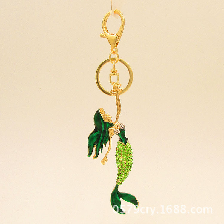 Wholesale mermaid diamond alloy keychain